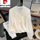 Pierre Cardin super nice white long-sleeved shirt for women spring new super hot French puff sleeve top beautiful little shirt white L 105-115Jin Jin is equal to 0.5 kg