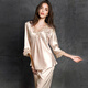 Pajamas for women in summer long-sleeved long trousers ice silk two-piece set home clothes sexy silk imitation silk women's cute suit long-sleeved 9856 light pink set 80-100Jin [Jin equals 0.5 kg]