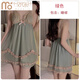 Modal sexy pajamas women with breast pads suspenders French pure lace mesh nightgown new style P3886 green (outer robe + belt) single size