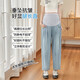 
Yumeizhen Japanese maternity jeans for summer thin style outside wear 2025 new lycel tense loose small harem pants retro blue M