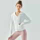 LULUUVTTOH Pilates Sports Jacket Women's Zipper Hooded Yoga Wear Long Sleeve Loose Breathable Running Fitness Repair Wear Top White L