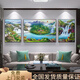 Landscape painting Living room decoration painting Green mountains and green water sofa background wall Sanlian mural office attracts wealth landscape hanging painting 12596 sunrise in green mountains 80*60 sides 40*60 gold frame oil canvas
