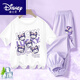 Disney Binpaw Girls Summer Jade Dog Dog 2025 New Big Children Cotton Pure Coton Shirt T-shirt A983 White + A984 Purple Pants 130 (hauteur suggérée 115-125 cm)