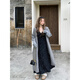 
Lexi Beilu vintage Hong Kong-flavored floral dress with slim large size long-sleeved base skirt 3519 black long-sleeved printed skirt L large