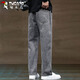 Woodpecker (TUCANO) jeans men's autumn and winter loose straight casual pants men's wide-leg pants men's trendy men's pants black gray XL