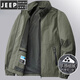 JEEP SPIRIT Jacket Men's Spring and Autumn Youth Stand Collar Thin Windproof and Waterproof Jacket Top Outdoor Cycling Windbreaker Black XL 130-145Jin Jin equals 0.5 kg