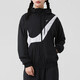 耐克（NIKE）女子大勾撞色运动套装 2025夏季跑步健身训练服潮流时尚休闲衣裤 聚酯纤维 黑白连帽夹克外套 上装 M