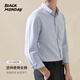 BLACKMONDAY Chemise Oxford à Manches Longues pour Homme à Rayures Verticales en Pur Coton, Chemise Business Casual sans Repassage pour Homme, Tissus sélectionnés auprès de sociétés cotées, Rayures Grises L (175)
