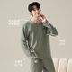 
Hengyuanxiang pure cotton men's pajamas men's round neck long sleeve two-piece set home clothes spring and summer new loose casual cotton zj-011-16784 L 170