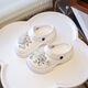 HUALIN FASHION Children's Rhinestone Pearl Cave Shoes Summer Internet celebrity anti-slip sandals White 24 -25