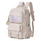
Japanese junior high school student schoolbag female middle school student large capacity backpack female elementary school student macaron campus student backpack 12057 Hoshino gray + 6-piece set of rabbit doll