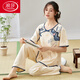Langsha Frauen kurzärmeligte Pyjamas für Sommerdünnhosen im Sommer-Nachahmung des chinesischen Stils aus Baumwolle können außerhalb von LZY9905 L getragen werden (empfohlen 95-115Jin [Jin gleich 0,5 kg]))