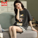 
Catman (MiiOW) pajamas for women in summer pure cotton cute short sleeve thin two-piece set Korean style fashionable spring and summer home clothes can be worn outside. Marine green Y687 2XL (recommended 130-145 Jin [Jin equals 0.5 kg])