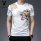 Playboy (PLAYBOY) Chinese style tiger head trendy men's short-sleeved T-shirt fashion printed large-size men's base shirt half-sleeved loose top 829 black letters L 170 [recommended 120-140Jin [Jin equals 0.5 kg]]