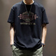 Fashionable American heavyweight 250g short-sleeved T-shirt men's loose large-size cotton top summer trendy ins half-sleeved T-shirt 9918 black 2XL Recommended 160-180Jin [Jin equals 0.5 kg]