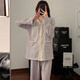 Cool Zhang Xiangao Purple Blume Pyjamas für Mädchen reines Baumwolle mit Brustpolsterfeder und Herbst neue Strickjacke Langarmhosen Home Kleidungsstück 9926# Drei Blumen-lila eins Größe m