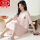 
Langsha nightgown with chest pad for women for women for summer modal short sleeves mid-length internet celebrity style large size summer striped ice silk pajamas for women for women A-11774 [Modal with chest pad] L women