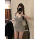 忆静萱（YIJINGXUAN）夜店吊带v领纯欲风春夏2025新款连衣裙蕾丝边小妈裙收腰紧身包臀 浅杏色/内置胸垫【薄款显身材】 M 建议【90-105斤】