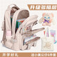
Japanese junior high school student schoolbag female middle school student large capacity backpack female elementary school student macaron campus student backpack 12057 Hoshino gray + 6-piece set of rabbit doll
