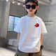 Pure Cotton Boys T-Shirt Sommer Kurzarm 2025 Kinder Sommer mittelgroßer Kinder Sommerjungen reine Baumwoll-Top-Shiling-halbärmelige Vorder- und Rücken weiß [Kokosnussbaum Ca#694] 120 (vorgeschlagen 40-50jin [Jin gleich 0,5 kg]))
