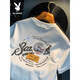 Playboy (PLAYBOY) white T-shirt men's summer new high-end trend printed T-shirt American light luxury Xinjiang cotton comfortable short-sleeved T-shirt black [JSW9906 black] M suitable for 90-108Jin [Jin equals 0.5 kg] wear