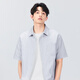 Miniso kurzärärmiges Hemd Herren Sommer Oxford gestreiftes Hemd Herren Kleidung Casual Revers halbärmelig Z Blau und Weiß L.