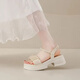 Sandales de Bushe (Bushe) pour les femmes en été 2025 Nouvelles chaussures décontractées de style fée polyvalent pour femmes Perle Solet Sold Bage Chaussures pour femmes Beilebao D9901 M BLANC 37