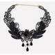 Tongrubi Post-Thyroid-Chirurgie-Abdeckung Halskette Palace Gothic Personalisierte mehrschichtige Kristall-Schwarz-Spitzen-Schlangeblattkette Frau SC6627