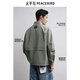 PEACEBIRD Men's Jacket Workwear Outdoor Stand Collar Splicing Loose Jacket Men's Jacket Black Second Batch L
