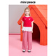 MiniPeace cooling and antibacterial counter same style Snoopy joint girls short-sleeved T-shirt red summer Samba red 130