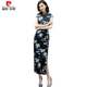 皮尔卡丹（pierre cardin）国风长款改良旗袍夏季新款2025年轻款复古修身走秀款日常可穿 12376黑 S