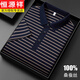 
Hengyuanxiang brand mulberry silk short-sleeved T-shirt for men's lapel summer silk thin middle-aged high-end striped polo shirt 13563# blue M 48 [Suggested 100-120Jin [Jin equals 0.5 kg]]