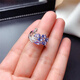 He Jiagong Lao Phoenix 999 sterling silver new model inlaid with tanzanite purple peacock ring for women simple and fashionable purple peacock ring same style