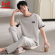 MiiOW Herren-Pyjama, Sommer, neue coole Baumwolle, Rundhalsausschnitt, kurzärmelige Hose, Jugend, koreanischer Stil, lässige, lockere Heimkleidung, kann draußen getragen werden 12014 L