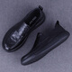 Goldlion GY genuine leather men's shoes spring and summer new men's slip-on hand-grabbed cowhide soft sole men's business casual leather black standard leather shoe size 42 standard leather shoe size