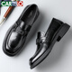 CARTELO crocodile (CARTELO) first layer cowhide shoes men's shoes 2025 new casual leather shoes workplace business men's loafers K046 black 40