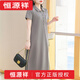 恒源祥（hengyuanxiang）Polo领连衣裙纯棉女夏季翻领长款过膝宽松休闲运动大码短袖t恤裙1 品牌粉色   9859款 S 90-100斤