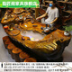 Zhijiangge Tee Tisch Baumwurzelschnitzte Tee Tisch Golden Seiden Nanmu Tea Tisch Möbel Tee Meer Massivholz Kung Fu Block Tee Kunst Tabelle 44 MH6626