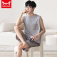 Catman MIIOW vest pajamas men's modal spring and summer round neck sleeveless shorts home clothes loose plus size set two-piece set NJR-12026 [Men's suit] L [Suggested 100-140Jin [Jin equals 0.5 kg]]