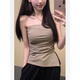 Chuangjingyi chooses French one-shoulder tube top black sexy slim hot girl slim sleeveless summer black S