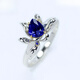 COASZE sapphire droplet G18K ring 1 carat diamond lotus female Maldives blue tail ring 18K gold blue 1.3 carat sapphire (No. 14)