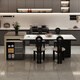 Xinyi modern simple light luxury style slate island dining table household one-piece retractable multi-functional island solid wood dining table retractable island (including cabinet) + horn chair*6 1.6m (orbital socket) double hole tea stove