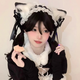 Miqiao Maid Cat Ear Hairband Lolita Hairband Female Headwear Lolita Cute Sweet Girl Hairpin Comic Exhibition Cos Animal Ears Black Hairband + Cat Ear Set