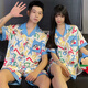 Paar Pyjamas Ladies Sommer kurzärärmig Nachthemd Ice Seide Dünne Comic Männer plus Fett Plus-Größe Home Cloding Set Ice Seide-13076-13077 M Frauen (High 160 Innen-Gewicht 80-100 Jin [Jin gleich 0,5 kg]))
