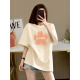 Con la versión coreana pura de la camiseta de algodón puro de algodón puro de albarico fatoso para mujeres 2025 Nuevo verano de gran tamaño, hombro adelgazante, tapa de mangas a media manga moderna 1047# blanco [algodón puro] m [recomendado 100-120Jin [Jin equivale a 0.5 kg]]