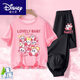 Disney Binpaw Girls Summer Jade Dog Dog 2025 New Big Children Cotton Pure Coton Shirt T-shirt A983 White + A984 Purple Pants 130 (hauteur suggérée 115-125 cm)