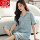 Langsha (langsha) 100% pure cotton pajamas for women in summer short-sleeved cropped pants large-size cardigan for middle-aged and young ladies suits for outdoor wear home clothes n9896 short-sleeved cropped pants cardigan 3XL (160-180Jin [Jin equals 0.5 kg])