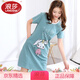 LangSha high-end nightgown women's summer pure cotton thin style internet celebrity 2025 new short-sleeved women's summer over-knee pajamas dress C1105 M
