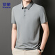 ROMON T-shirt men's short-sleeved summer sun protection POLO shirt top casual business lapel base shirt ZH12357 light gray 2XL
