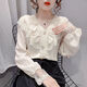 
Yu Zhaolin (YUZHAOLIN) [2694 people collect] 2025 summer new short-sleeved T-shirt for women's tops fashionable lace ruffled V-neck shirt white short-sleeved L